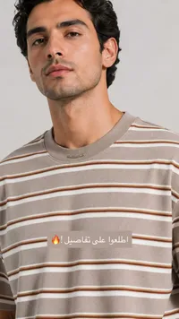 تيشيرت رجالي مخطط بياقة دائرية - ريد لوك (Red Look)