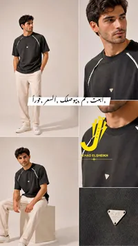 تيشيرت رجالي أسود بتصميم عصري - جهاد الشيخ (Jehad Elsheikh)