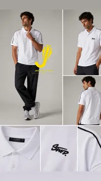 قميص بولو رجالي أبيض - بول آند بير (Pull&Bear)