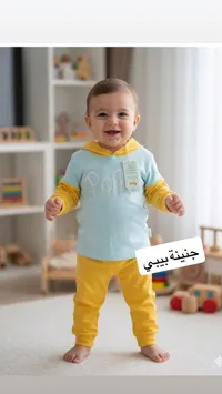 بدلة أطفال جنينة بيبي - أزرق وأصفر