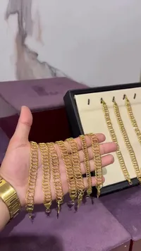 أساور ذهب عيار 21 بتصميم سلاسل كلاسيكية - سوق غزة