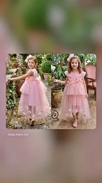 فستان أميرة وردي مزين بالزهور - جوي ستور (Joy Store)
