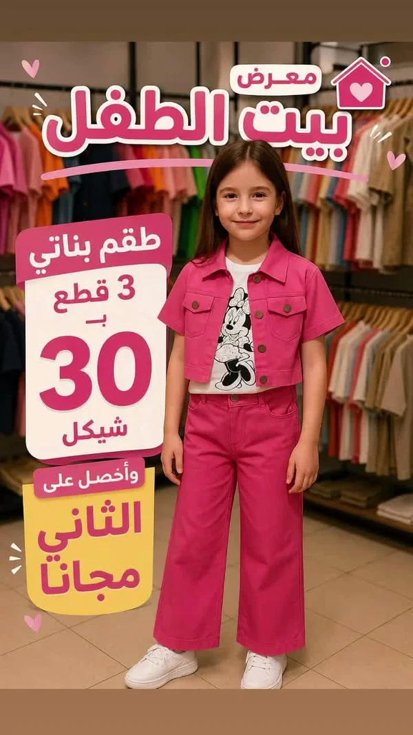 طقم بناتي 3 قطع - معرض بيت الطفل - مواليد - سوق غزة