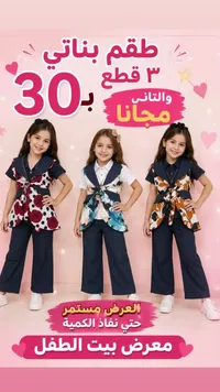 طقم بناتي 3 قطع - معرض بيت الطفل - سوق غزة