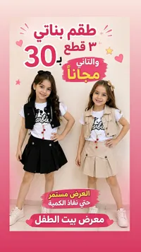 طقم بناتي 3 قطع بتصميم باربي - معرض بيت الطفل - سوق غزة