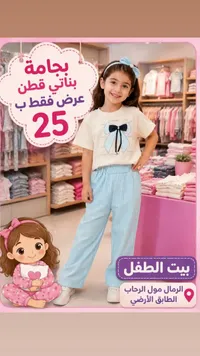 بجامة بناتي قطن - بيت الطفل - سوق غزة