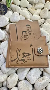 محفظة رجالية جلدية مخصصة بالاسم والصورة - سيلفر كينج (Silver King)