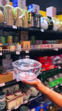 وعاء تقديم زجاجي بغطاء