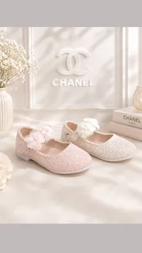 حذاء أطفال رسمي مزين بالزهور - شانيل (Chanel)