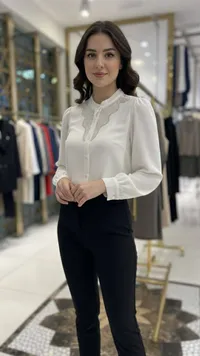 قميص صبايا أنيق أبيض بتطريز