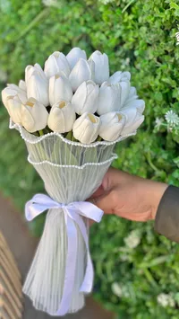 باقة زهور التوليب البيضاء