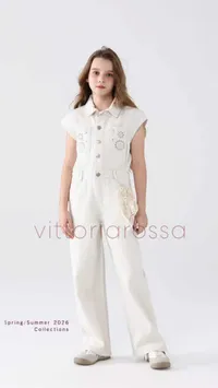 جمبسوت جينز صيفي للأطفال - فيتوريا روسا (Vittoria Rossa)