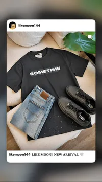 تيشيرت بطبعة SOMETIME - لايك مون (Likemoon)