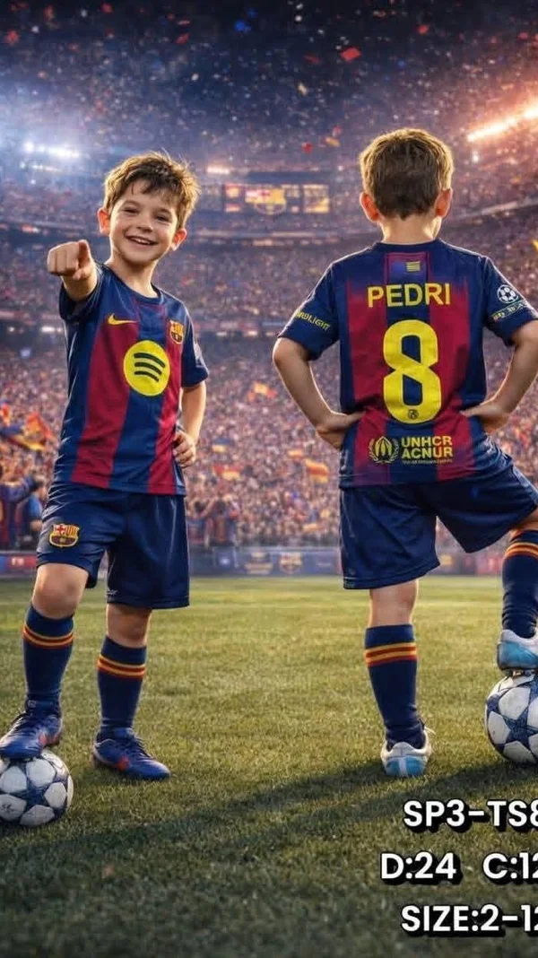 طقم كرة قدم للأطفال - برشلونة (FC Barcelona) - ملابس أطفال - سوق غزة