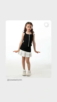 طقم بناتي أسود وأبيض (Lokaafashion94)