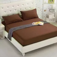 طقم شراشف سرير سادة - بني