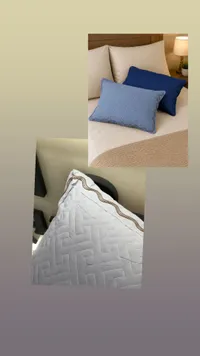 وسائد سرير مطرزة بنقوش هندسية