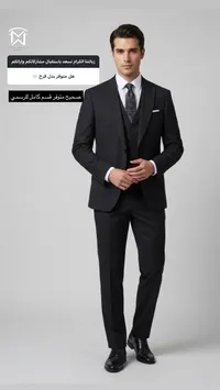 بدلة رجالية فورمال سوداء ثلاث قطع