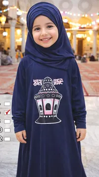 فستان صلاة رمضاني للأطفال مع حجاب