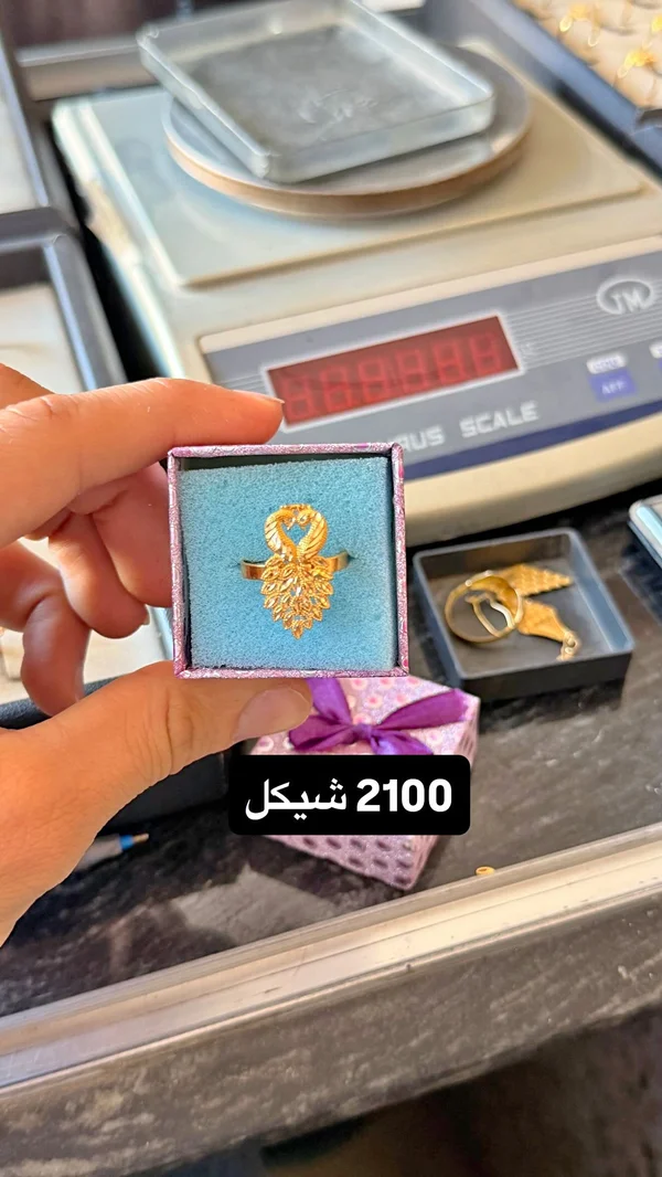 خاتم ذهب بتصميم الطاووس - مجوهرات - سوق غزة