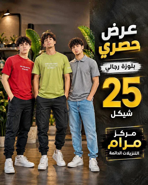 تشكيلة بلوزات رجالية - مركز مرام - ملابس رجالية - سوق غزة