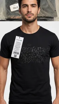 تيشيرت رجالي أسود بطبعة - لاكوست (Lacoste)