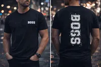 تيشيرت رجالي أسود بتصميم بوس (Boss)