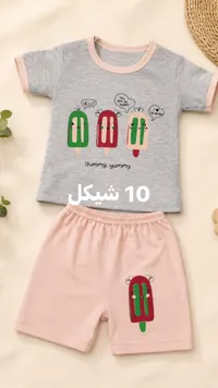 طقم ملابس صيفي للأطفال برسومات الآيس كريم - سوق غزة