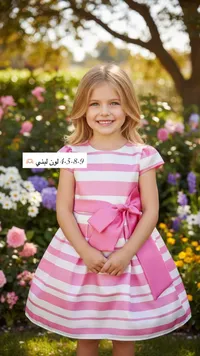 فستان بناتي مخطط بفيونكة