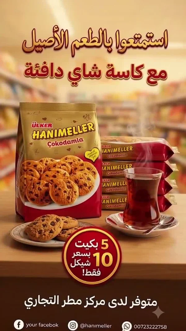 بسكويت هانيميلر شوكوداملا - أولكر (Ulker) - مواد غذائية وبقالة - سوق غزة