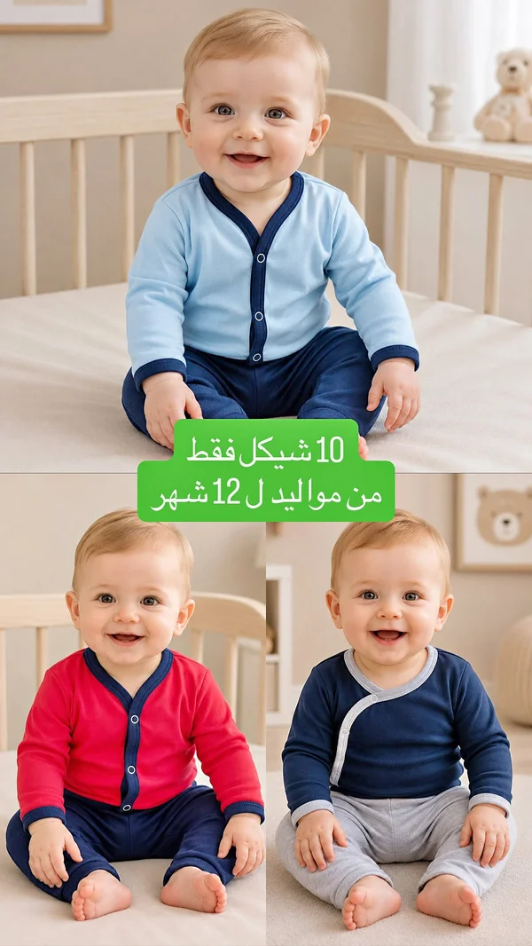 طقم ملابس أطفال قطني - ملابس أطفال - سوق غزة