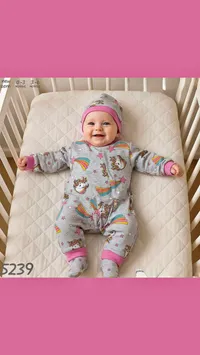 بدلة نوم أطفال برسومات يونيكورن وقوس قزح (Newborn)