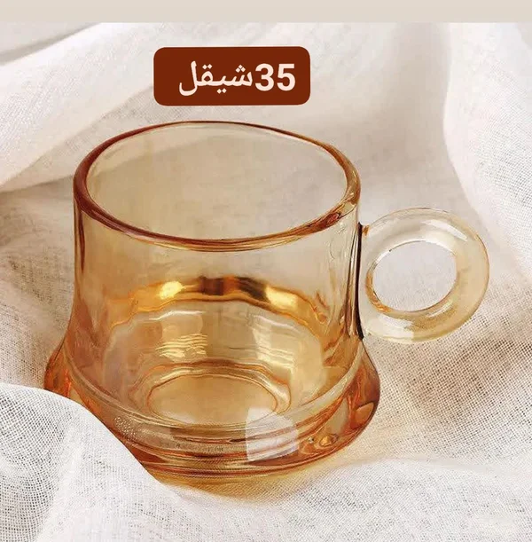 كوب زجاجي ملون بتصميم عصري - أدوات منزلية - سوق غزة