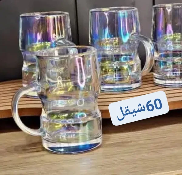 طقم أكواب زجاجية عاكسة للألوان - أدوات منزلية - سوق غزة