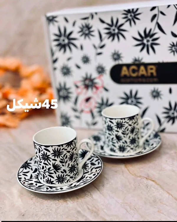 طقم فناجين قهوة بنقشة الزهور - آكار (Acar) - أدوات منزلية - سوق غزة