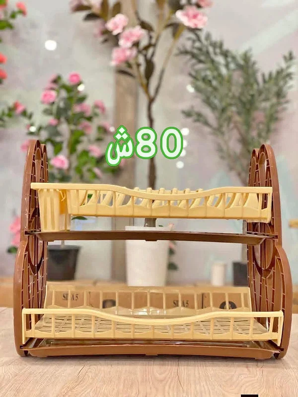 رف تجفيف أطباق بلاستيكي بطابقين - أدوات منزلية - سوق غزة
