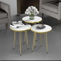 طاولات تقديم ضيافة - تصميم حديث ذهبي وأبيض
