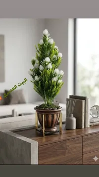 حامل نبات معدني مع قاعدة خشبية