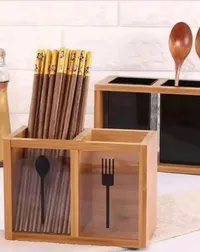 منظم أدوات المطبخ الخشبي - حامل أدوات الطعام