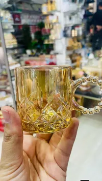 كوب شاي زجاجي بنقوش كريستالية