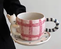 كوب سيراميك بتصميم الأرنب الكاروهات