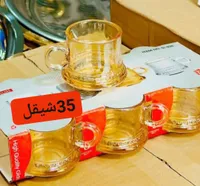 طقم أكواب زجاجية ملونة - موديل D-038 - سوق غزة