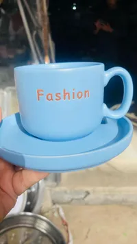 كوب قهوة سيراميك مع صحن - فاشن