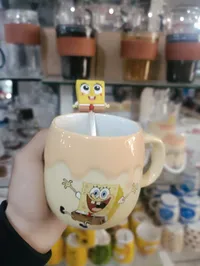 مج سيراميك سبونج بوب مع ملعقة