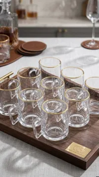 طقم أكواب زجاجية بحواف ذهبية - كريستال جلاس كوليكشن (Crystal Glass Collection)