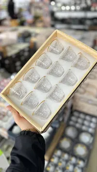 طقم فناجين قهوة زجاجية مزخرفة