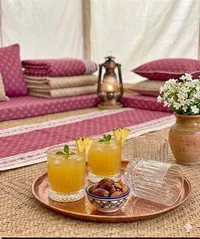 طقم أكواب زجاجية مضلعة للتقديم