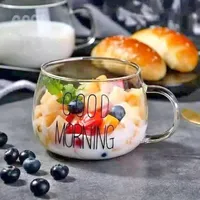 كوب زجاجي بتصميم صباح الخير