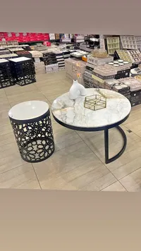 طقم طاولات قهوة رخامية بتصميم عصري