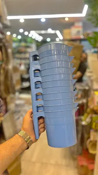 طقم أكواب بلاستيكية بمقبض